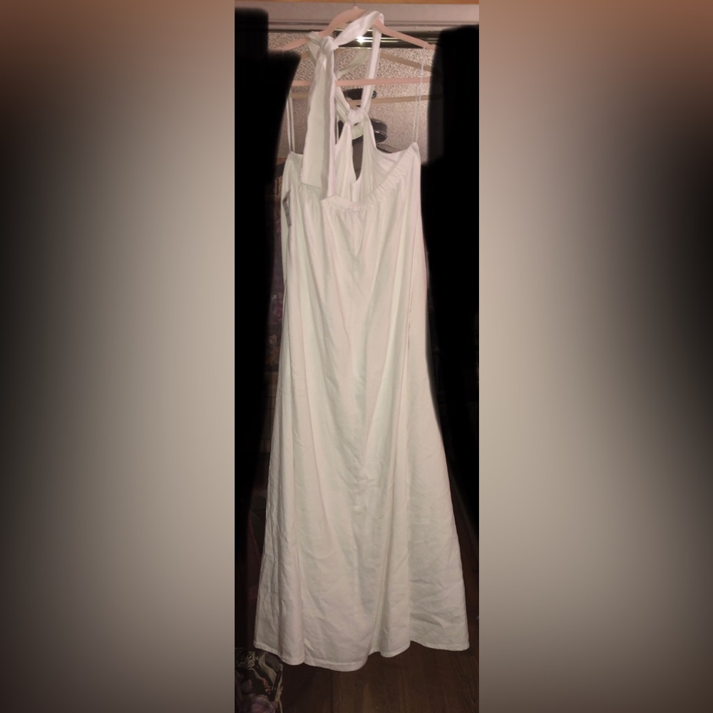 INC  bright white new Linen dress SIZE L tags on